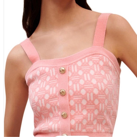 Sandro Tops - Sandro Pink Patterned Crop Top